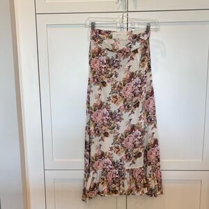 Auguste The Label Rose Print Maxi Skirt in Pink and Cream